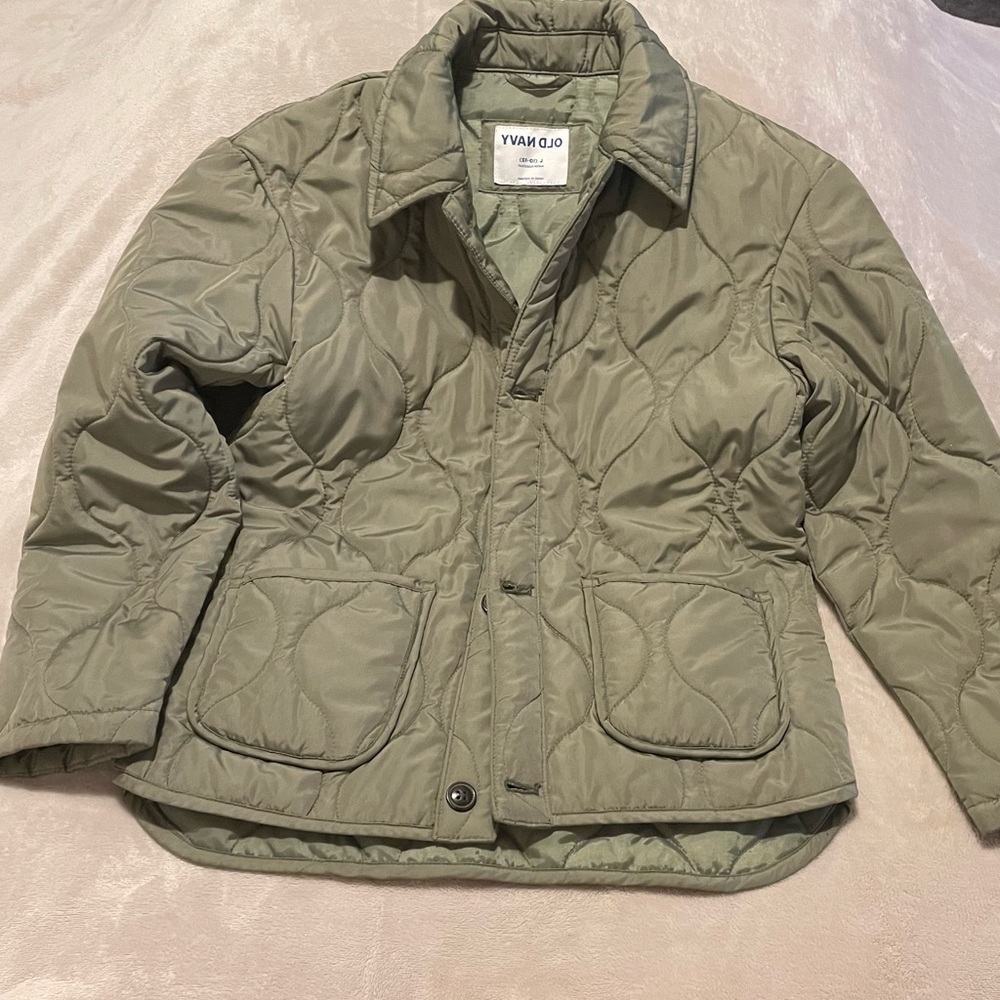 Old Navy Girl’s Water Resistant Quilt Jacket Olive Green Size Large (10-12)